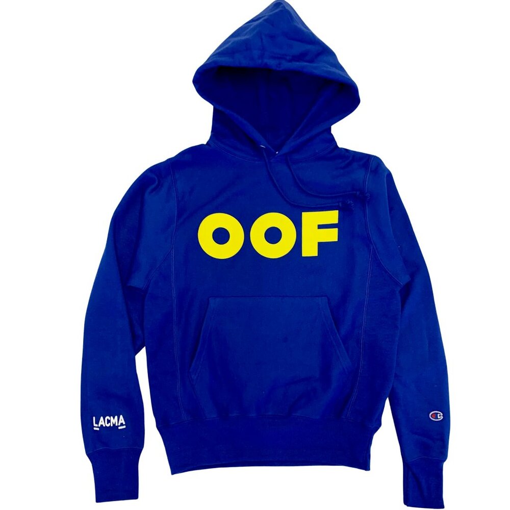 NWT Ed Ruscha x Champion x LACMA cobalt blue “OOF” hoodie, unisex XL